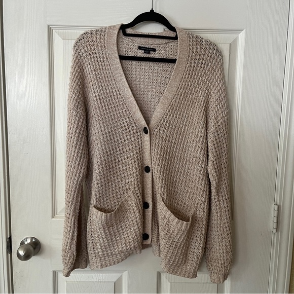 American Eagle Cozy Cream Button Down Cardigan - Picture 1 of 4